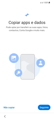 É possível transferir conteúdo de outro telefone quando o telefone for ativado antes da primeira utilização e quando o telefone tiver sido reiniciado. Quando esta imagem for mostrada no ecrã, o telefone está pronto para transferir conteúdo de outro telefone.