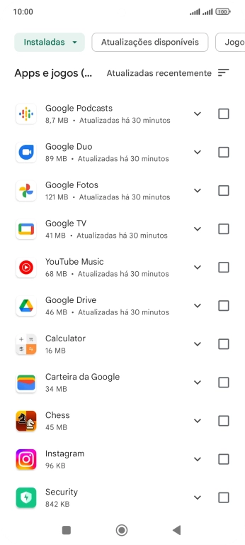 Prima a app pretendida.