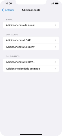 Prima Adicionar conta de e-mail.
