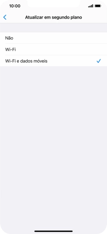 Para desativar a atualização de apps em segundo plano, prima Não.