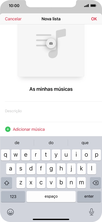 Prima Adicionar música.