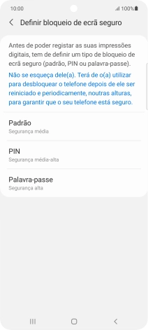Prima o código de bloqueio do telefone pretendido e siga as indicações no ecrã para estabelecer um código de bloqueio adicional.