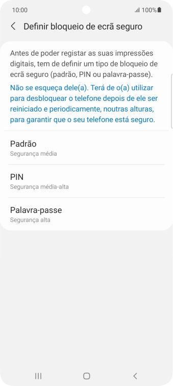 Prima o código de bloqueio do telefone pretendido e siga as indicações no ecrã para estabelecer um código de bloqueio adicional.
