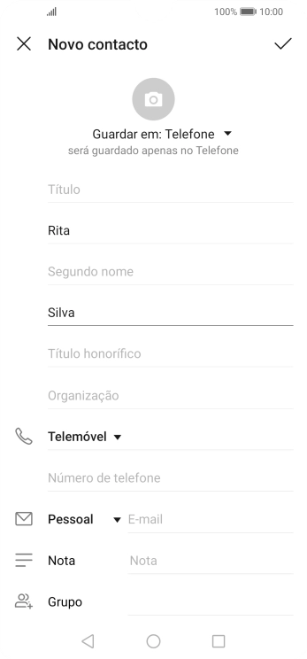 Prima Número de telefone e introduza o número de telefone pretendido.
