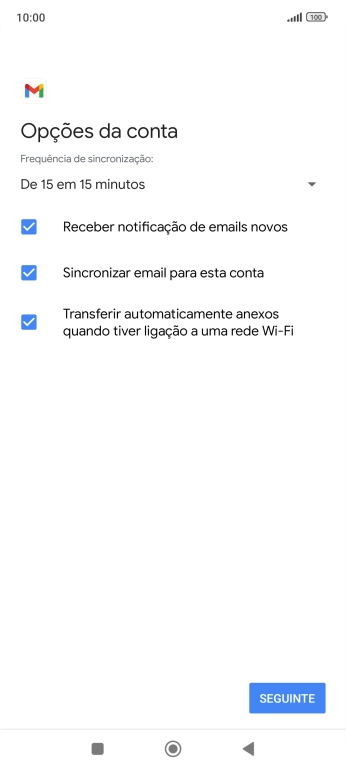 Se o ecrã mostrar esta imagem, a sua conta foi identificada e configurada automaticamente. Siga as indicações no ecrã para introduzir informações adicionais e concluir a configuração.