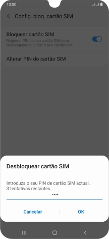 Introduza o seu código PIN e prima OK.