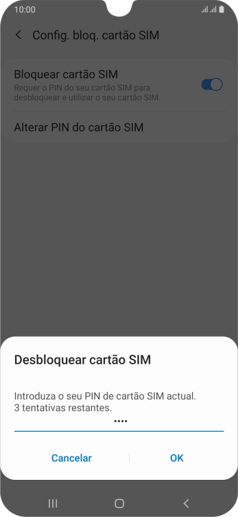 Introduza o seu código PIN e prima OK.