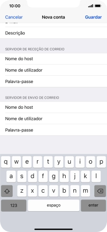 Prima Guardar. A sua conta de e-mail está agora configurada. Se pretender escolher definições adicionais para o servidor de receção e envio, siga os passos seguintes.