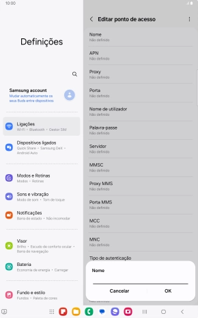 Introduza Vodafone Internet e prima OK.