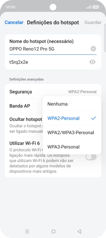 Prima WPA3-Personal para proteger o hotspot Wi-Fi com uma password.