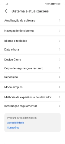 Prima Atualização de software. Se existir uma nova versão de software disponível, será agora indicado no ecrã. Siga as indicações no ecrã para atualizar o software do telefone.