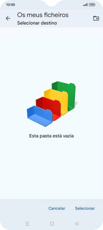 Se quiser criar uma nova pasta, prima o ícone de nova pasta e siga as indicações no ecrã para criar uma nova pasta.