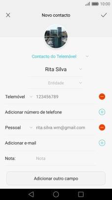 Prima a lista suspensa junto do endereço de e-mail.