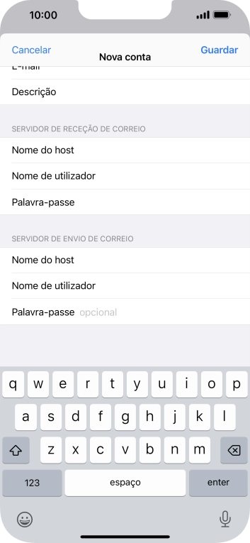 Prima Palavra-passe e introduza a password da sua conta de e-mail na Vodafone.