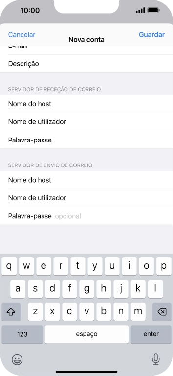 Prima Palavra-passe e introduza a password da sua conta de e-mail.