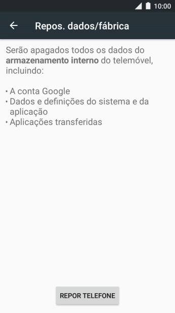 Prima REPOR TELEFONE.