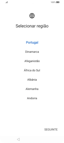 Prima a região pretendida.