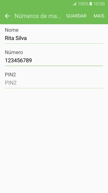 Prima PIN2, e introduza o código PIN2.