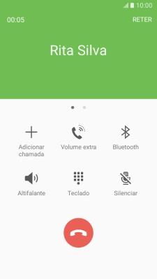 Prima o ícone para terminar a chamada.