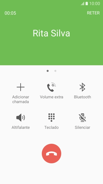 Prima o ícone para terminar a chamada.