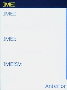 O código IMEI é mostrado no ecrã.