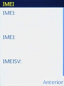 O código IMEI é mostrado no ecrã.