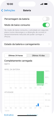 Para voltar ao ecrã inicial, deslize o dedo de baixo para cima a partir da base do ecrã.