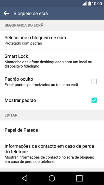 Prima Seleccione o bloqueio de ecrã.