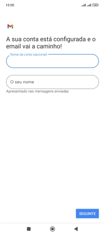 Prima O seu nome e introduza o nome do remetente pretendido.