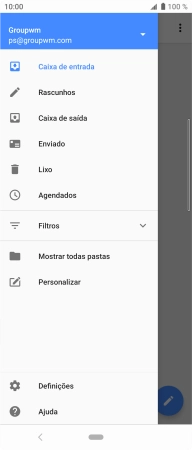 Prima a lista suspensa junto do endereço de e-mail.