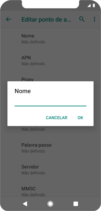 Introduza Vodafone Internet e prima OK.