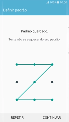 Deslize o dedo no ecrã ligando pelo menos quatro pontos e prima CONTINUAR.
