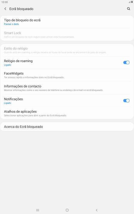 Prima Tipo de bloqueio do ecrã.