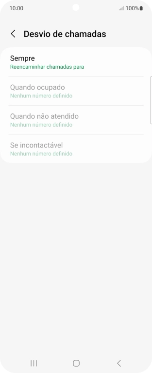 Prima o tipo de desvio pretendido.