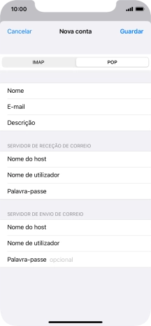 Prima Palavra-passe e introduza a password da sua conta de e-mail na Vodafone.