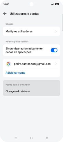 Prima Adicionar conta.