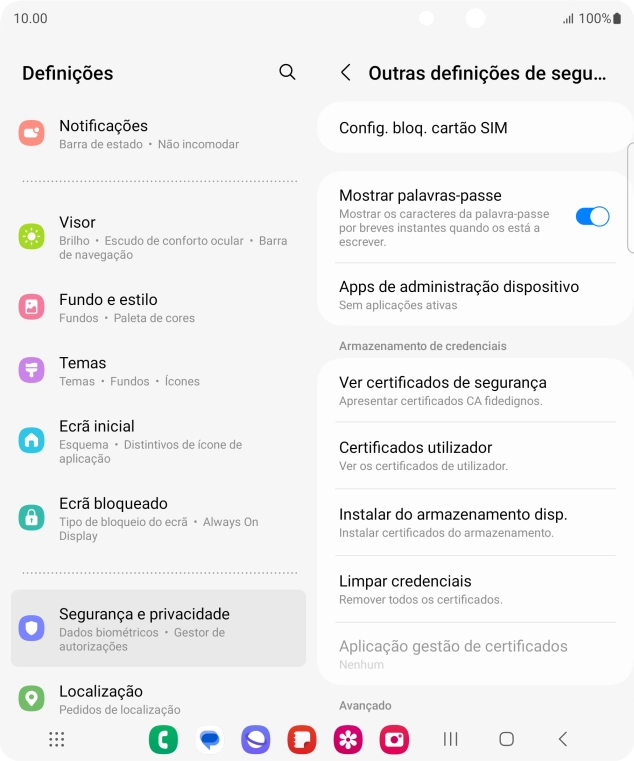 Prima Config. bloq. cartão SIM.