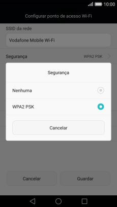 Prima WPA2 PSK para proteger o hotspot Wi-Fi com uma password.