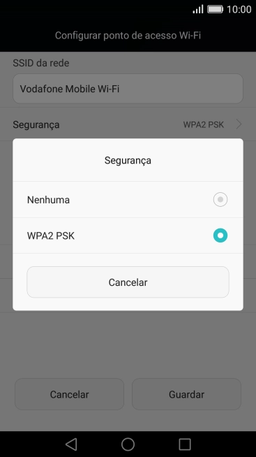 Prima WPA2 PSK para proteger o hotspot Wi-Fi com uma password.