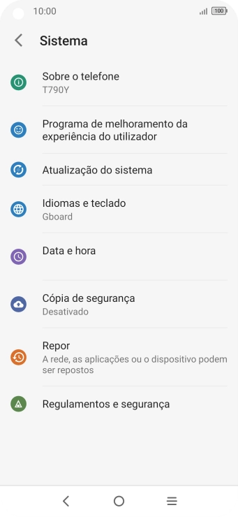 Prima Sobre o telefone.