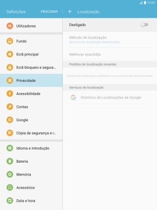 Prima o indicador para ativar ou desativar a função.