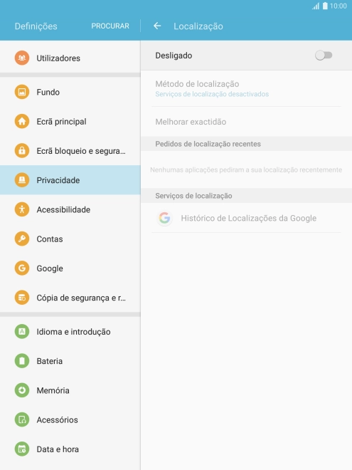 Prima o indicador para ativar ou desativar a função.
