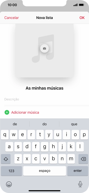 Prima Adicionar música.