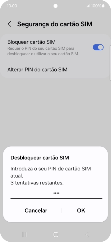 Introduza o seu código PIN e prima OK.