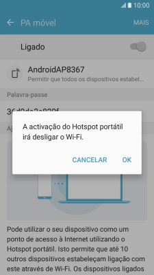 Se o Wi-Fi estiver ativado, prima OK.