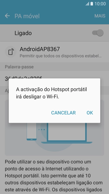 Se o Wi-Fi estiver ativado, prima OK.