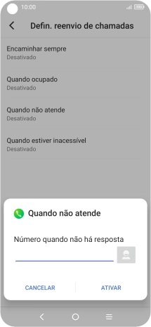 Introduza 123 e prima ATIVAR.