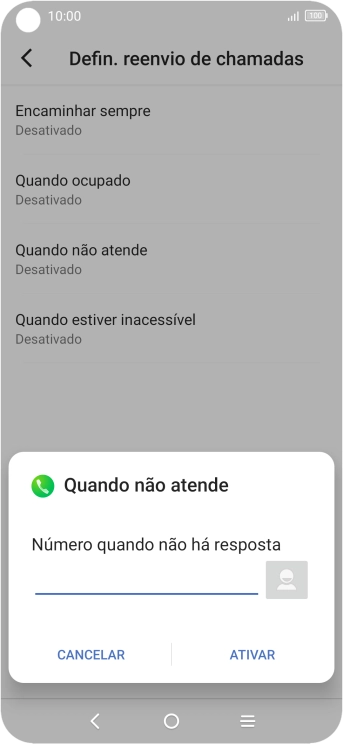 Introduza 123 e prima ATIVAR.