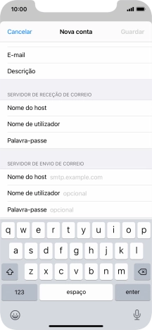 Prima Nome do host e insira smtp.vodafone.pt.
