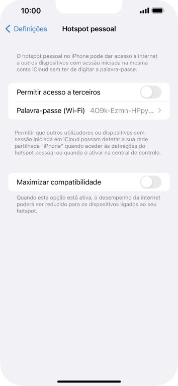 Prima Palavra-passe (Wi-Fi) e introduza a password pretendida.